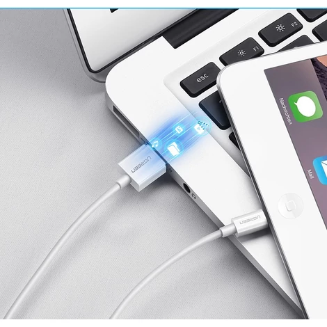 Ugreen USB - Lightning iPhone iPad MFI adat és töltőkábel 1m 2,4A - Fehér (20728)