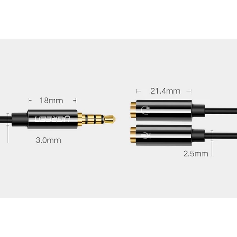 Ugreen 3.5mm mini jack AUX elosztó adapter kábel mikrofon csatlakozóval 20cm - Fekete (AV141 30620)