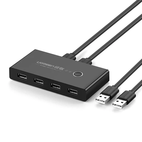 Ugreen 4x USB 2.0 HUB switch box elosztó - Fekete (30767)