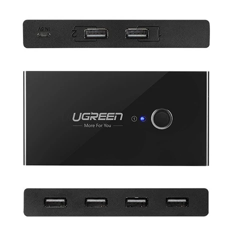 Ugreen 4x USB 2.0 HUB switch box elosztó - Fekete (30767)