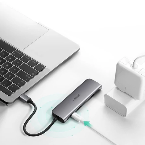 Ugreen multifunkcionális HUB USB Typ C 3.0 Power Delivery 3x USB 3.0 / HDMI - Szürke (50209)