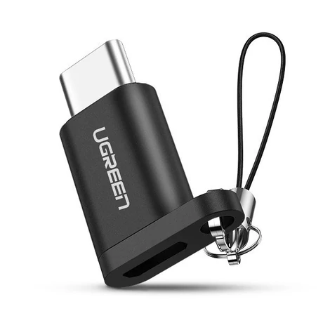 Ugren micro USB to USB Type C átalakító adapter zsinórral - Szürke/Fekete (50551)