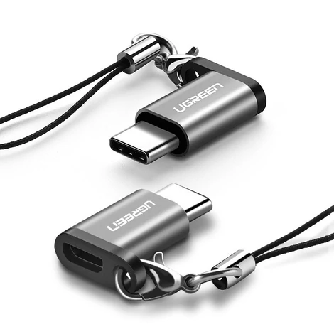 Ugren micro USB to USB Type C átalakító adapter zsinórral - Szürke/Fekete (50551)