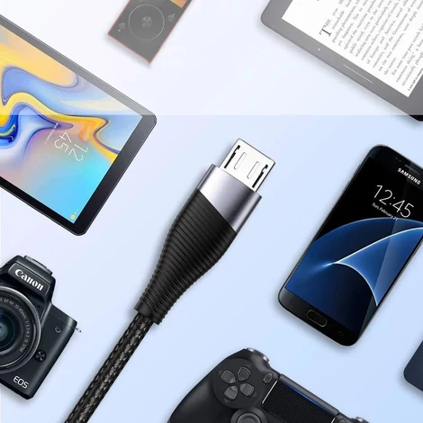 Ugreen USB - micro USB Quick Charge 3.0 / Huawei PCF adat és töltőkábel 2,4A - 1m Fekete + Szürke (50873)