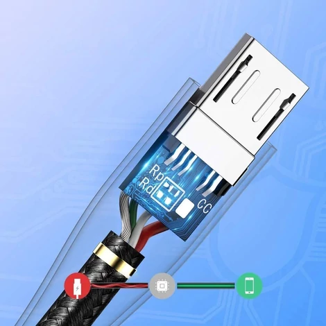 Ugreen USB - micro USB Quick Charge 3.0 / Huawei PCF adat és töltőkábel 2,4A - 1m Fekete + Szürke (50873)