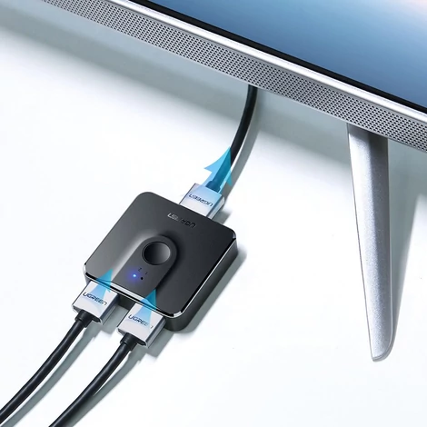 Ugreen HDMI to 2x HDMI elosztó switch 1.4v CEC 3D HDCP1.4 4K 30Hz 10,2 Gbps EDID - Fekete (50966)