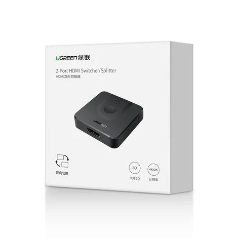Ugreen HDMI to 2x HDMI elosztó switch 1.4v CEC 3D HDCP1.4 4K 30Hz 10,2 Gbps EDID - Fekete (50966)