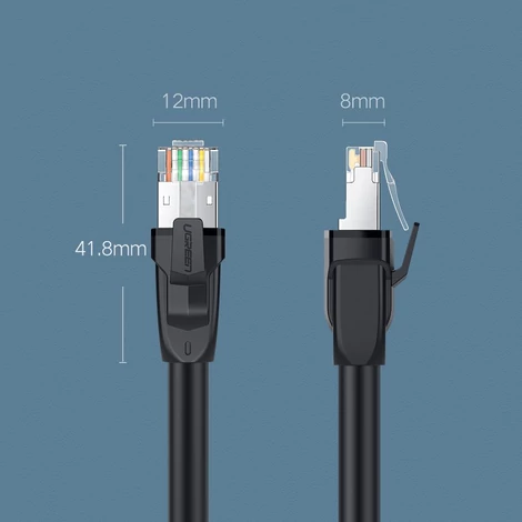 Ugreen Ethernet patchcord RJ45 Cat 8 T568B LAN kábel 3m - Fekete (70330)