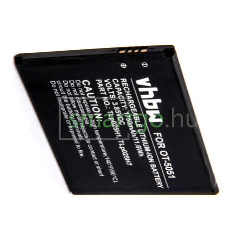 VHBW Telefon akkumulátor akku Alcatel TLp025H1, TLp025H7 - 1750mAh, 3.8V, Li-ion