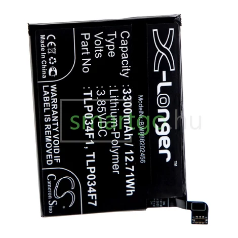 VHBW Telefon akkumulátor akku Alcatel TLP034F1, TLP034F7 - 3300mAh, 3.85V, Li-polymer