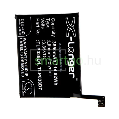 VHBW Telefon akkumulátor akku T-Mobile / Alcatel TLP038D1 - 3850mAh, 3.85V, Li-polymer
