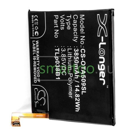 VHBW Telefon akkumulátor akku Alcatel CAC3860004C1, TLp038B1 - 3850mAh, 3.85V, Li-polymer