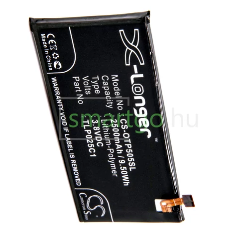 VHBW Telefon akkumulátor akku Alcatel TLP025C1, TLP025C2 - 2500mAh, 3.8V, Li-polymer