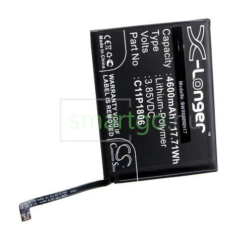 VHBW Telefon akkumulátor akku Asus 1ICP5/65/87, C11P1806 - 4600mAh, 3.85V, Li-polymer