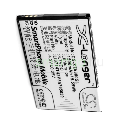 VHBW Telefon akkumulátor akku ZTE Li3714T42P3h765039 - 1500mAh, 3.7V, Li-ion