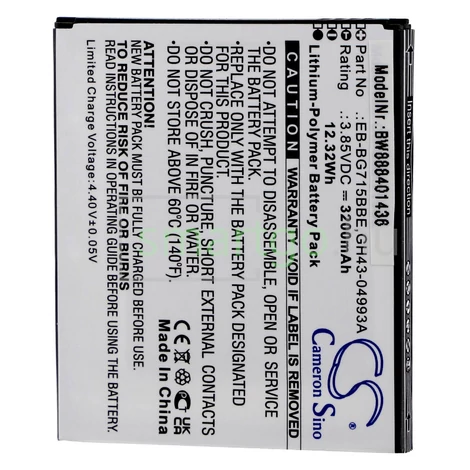 VHBW Telefon akkumulátor akku Samsung EB-BG715BBE, GH43-04993A - 3200mAh, 3.85V, Li-polymer