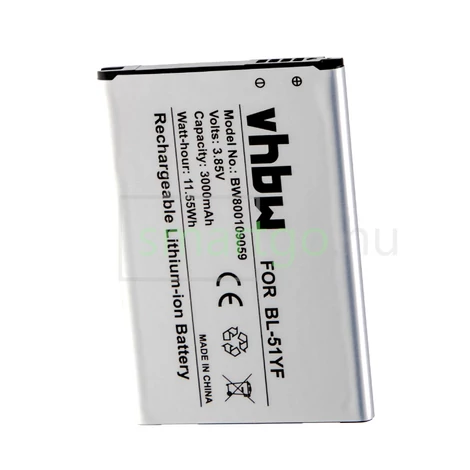 VHBW Telefon akkumulátor akku LG BL-51YF, EAC62858501 - 3000mAh, 3.85V, Li-ion