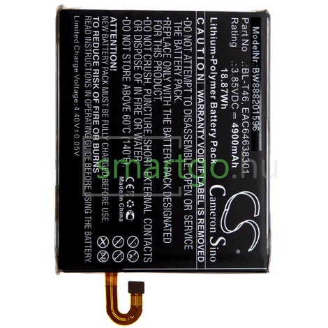 VHBW Telefon akkumulátor akku LG BL-T46, EAC64638301 - 4900mAh, 3.85V, Li-polymer