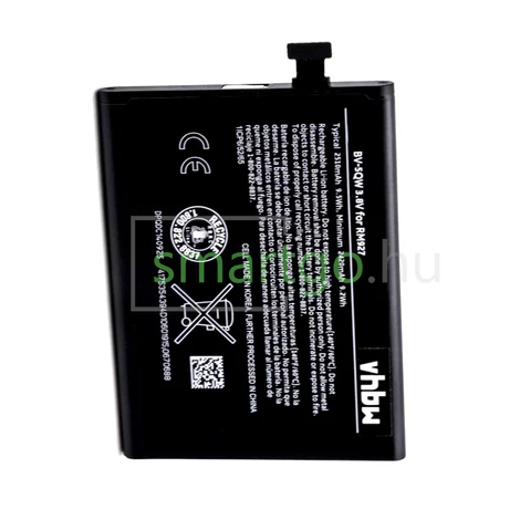 VHBW Telefon akkumulátor akku Microsoft / Nokia BV-5QW - 2510mAh, 3.8V, Li-ion