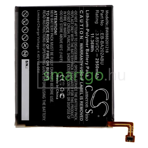 VHBW Telefon akkumulátor akku Samsung EB-BA202ABU, GH82-20188A - 2950mAh, 3.85V, Li-polymer