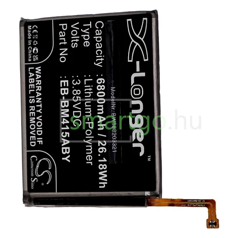 VHBW Telefon akkumulátor akku Samsung EB-BM415ABY - 6800mAh, 3.85V, Li-polymer