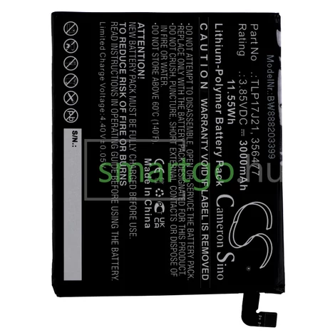 VHBW Telefon akkumulátor akku Wiko 356477, TLP17J21 - 3000mAh, 3.85V, Li-polymer