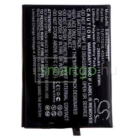 VHBW Telefon akkumulátor akku Wiko TLP17G18, 455471 - 2900mAh, 3.8V, Li-polymer