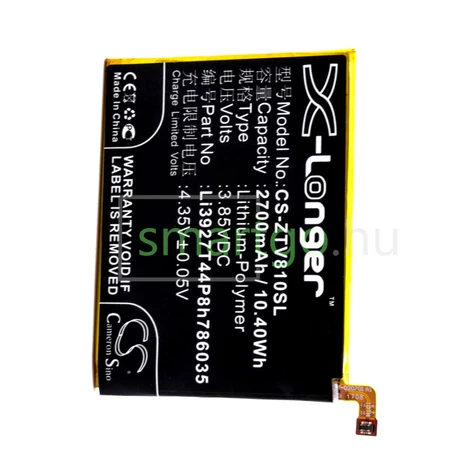 VHBW Telefon akkumulátor akku ZTE Li3927T44P8h786035 - 2700mAh, 3.85V, Li-polymer