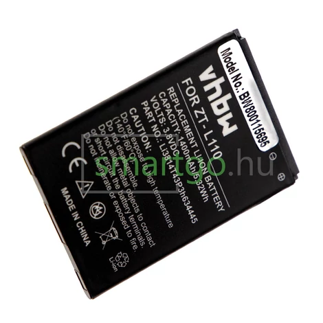 VHBW Telefon akkumulátor akku ZTE Li3814T43P3h634445 - 1400mAh, 3.8V, Li-ion