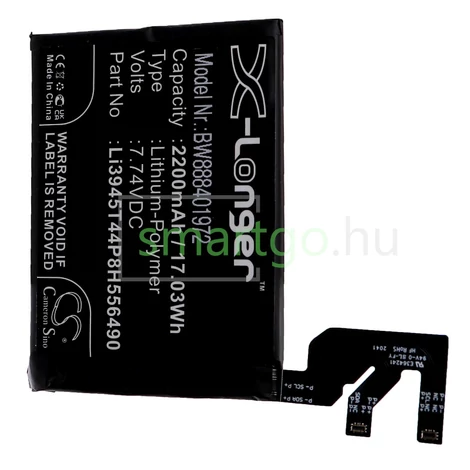 VHBW Telefon akkumulátor akku ZTE Li3945T44P8H556490 - 2200mAh, 7.74V, Li-polymer