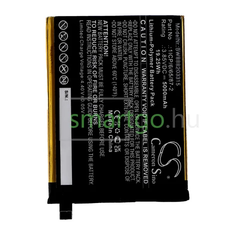 VHBW Telefon akkumulátor akku UMI 1ICP/6/65/87-2 - 5000mAh, 3.85V, Li-polymer